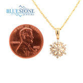14 Karat Yellow Gold Diamond Snowflake Pendant- Petite